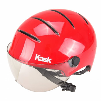 Kask Lifestyle red bicycle helmet for urban cyclists with vegetable leather visor rain protection promotion